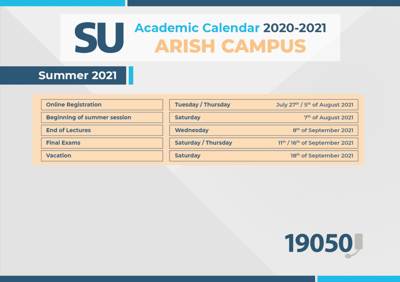 Academic Calendar Sinai University